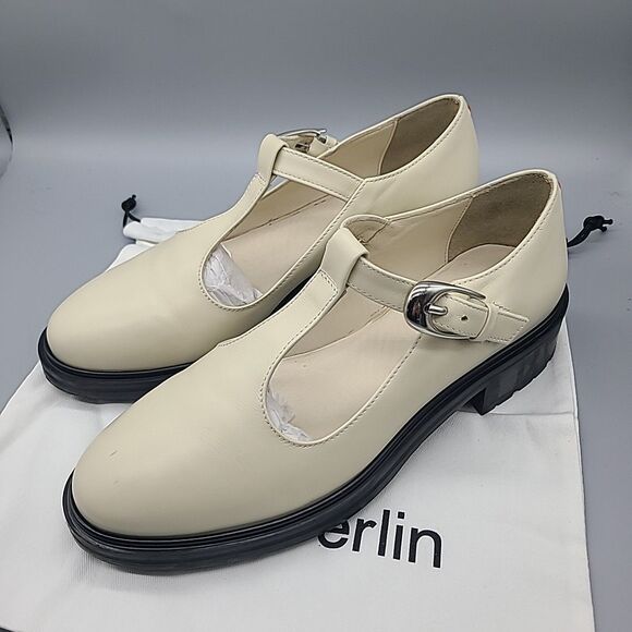 Aeyde Roberta Ivory Leather Mary Jane Loafers Shoes Women 39/ US 9 - Picture 3 of 10